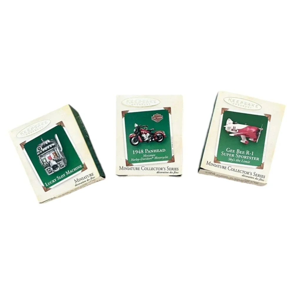HALLMARK Keepsake Mini Ornaments(2003/2005) 3 Lot-Harley, Slot & Sportster